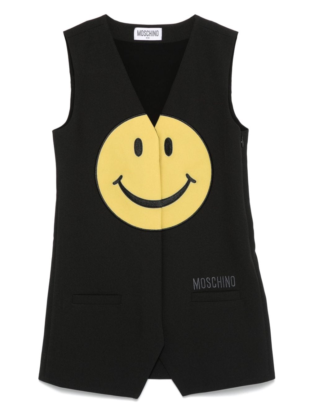 Abito sorridente per bambina Moschino Kids nero con finitura texturizzata - Rubino Kids