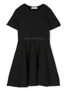 Abito svasato per bambina Calvin Klein Kids nero con logo - Rubino Kids