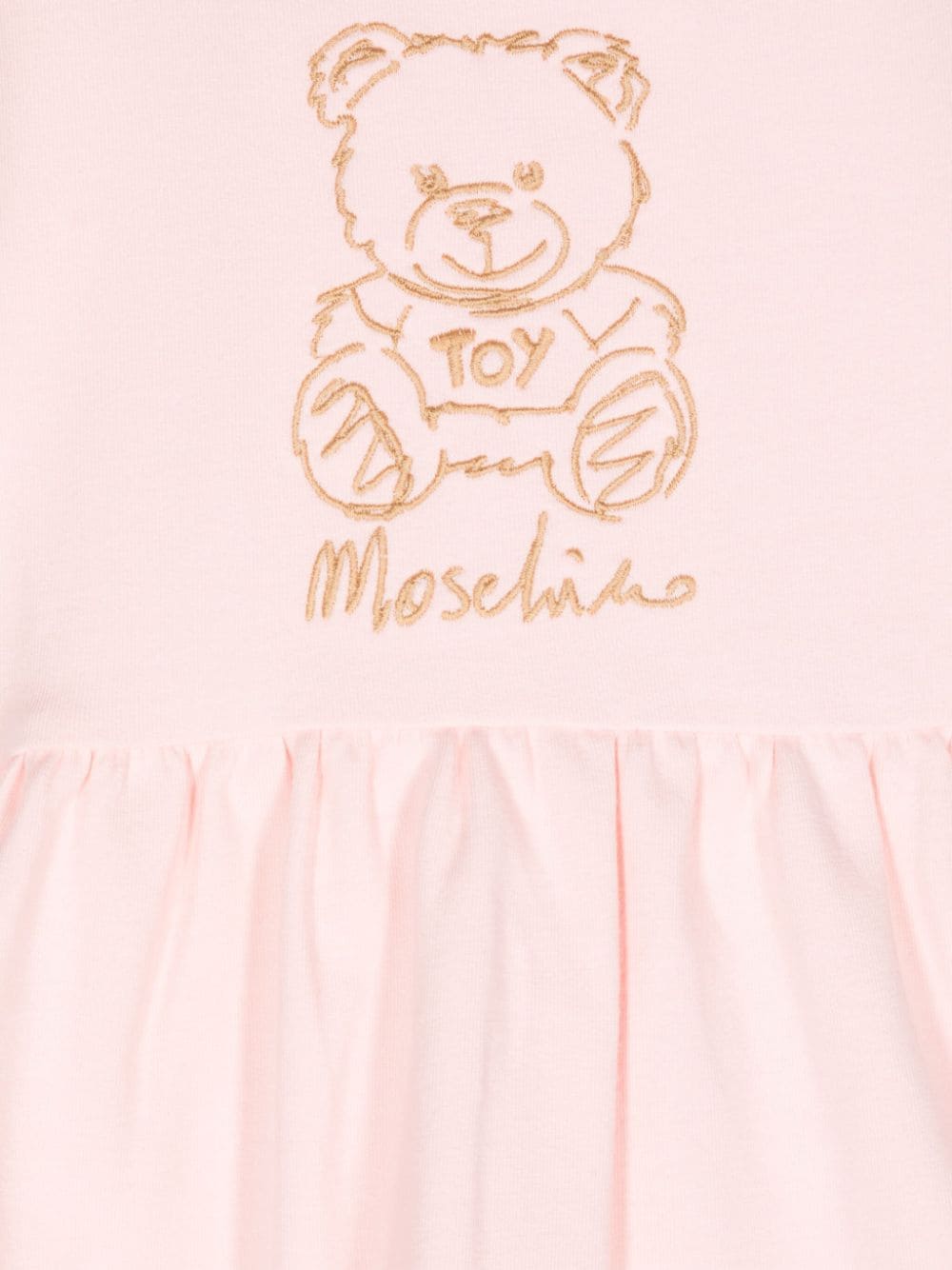 Abito svasato per neonata Moschino Kids rosa con stampa Teddy Bear - Rubino Kids