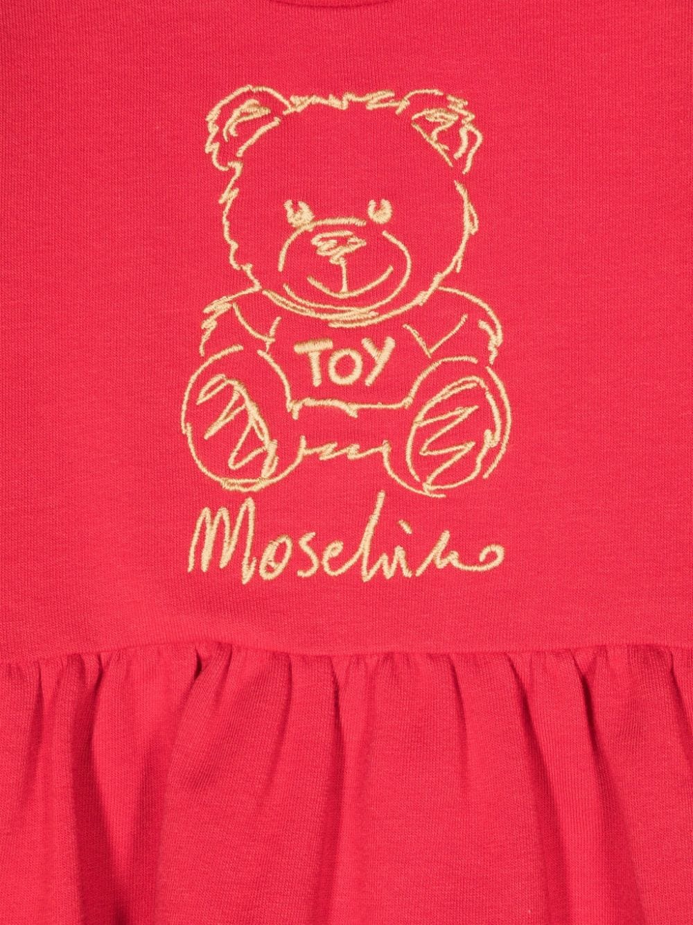 Abito svasato per neonata Moschino Kids rosso con stampa Teddy Bear - Rubino Kids