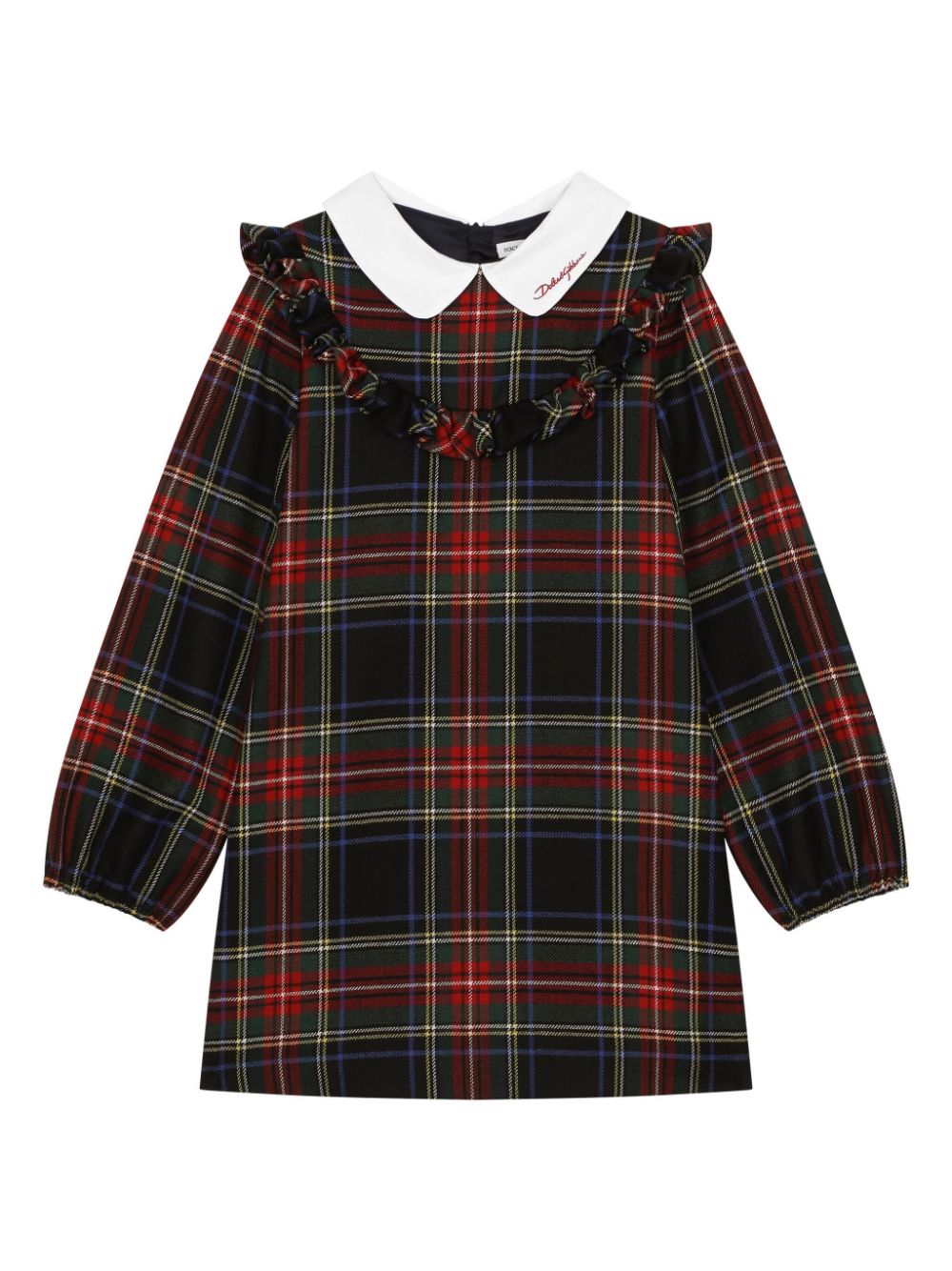 Abito tartan con colletto per bambina Dolce & Gabbana Kids multicolor con maniche lunghe - Rubino Kids