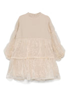 Abito Valentino per bambina Donsje beige con gonna a balze - Rubino Kids