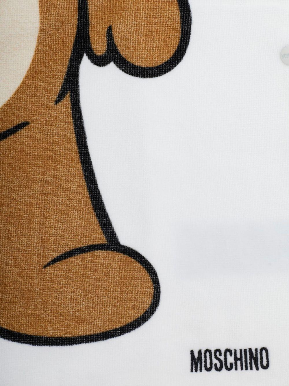 Accappatoio per neonati Moschino Kids bianco con stampa orsetto - Rubino Kids