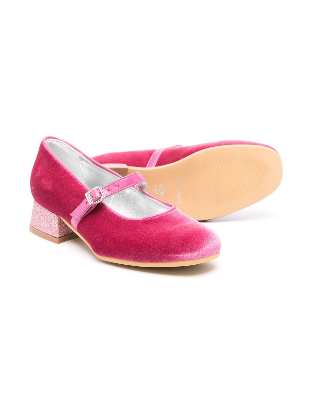 Ballerine 40mm per bambina Monnalisa rosa con suola in gomma - Rubino Kids