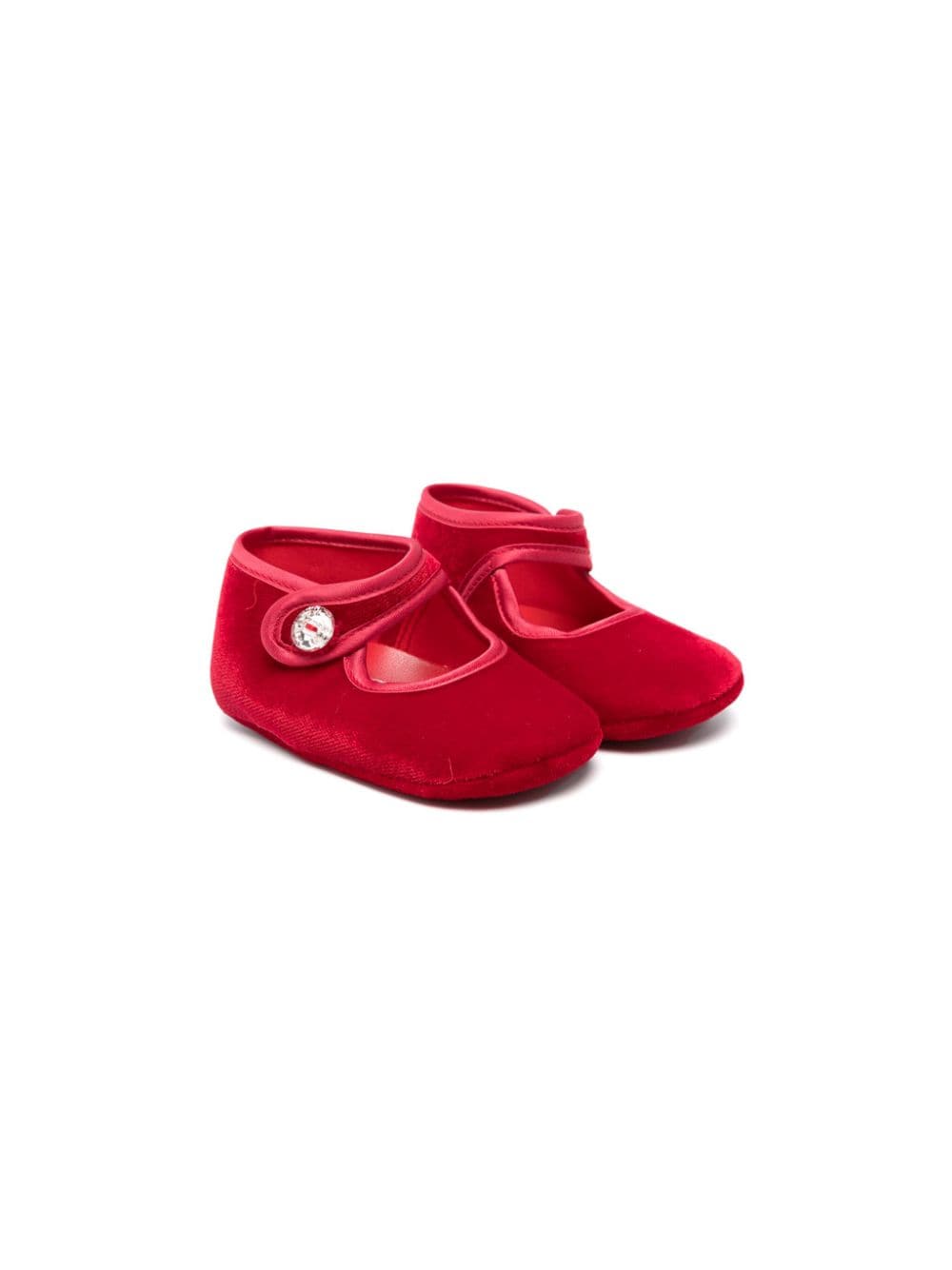 Ballerine a quadri per neonata Monnalisa rosso con soletta con logo - Rubino Kids