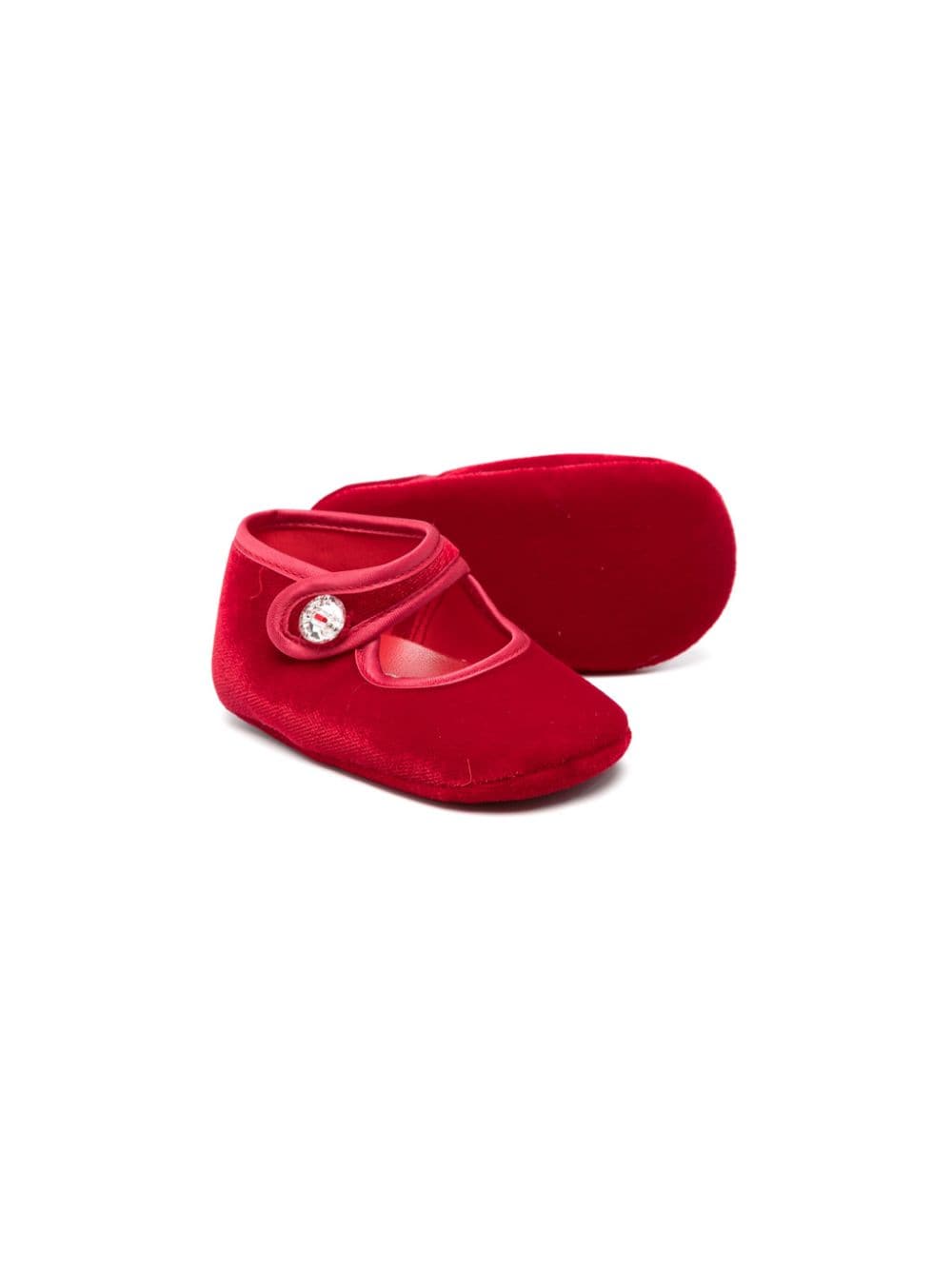 Ballerine a quadri per neonata Monnalisa rosso con soletta con logo - Rubino Kids