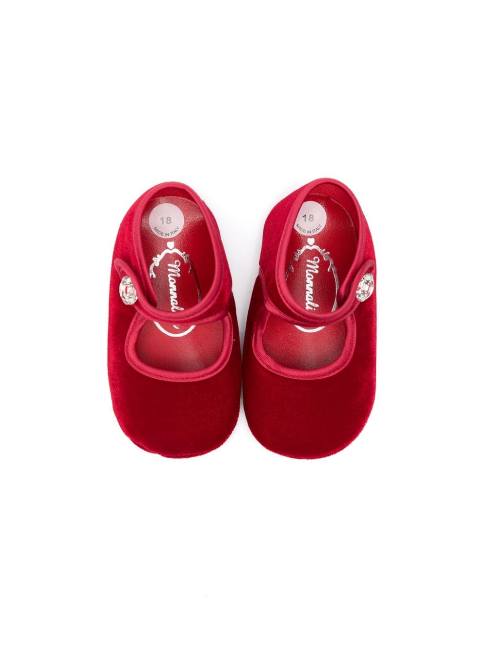 Ballerine a quadri per neonata Monnalisa rosso con soletta con logo - Rubino Kids