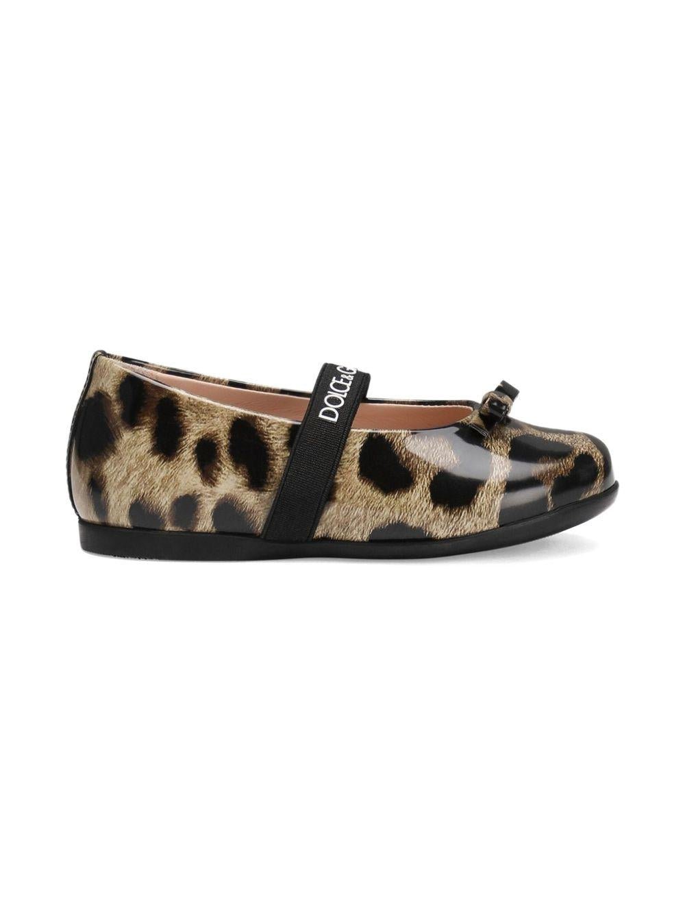 Ballerine con fiocco per bambina Dolce & Gabbana Kids animalier con stampa leopardata - Rubino Kids