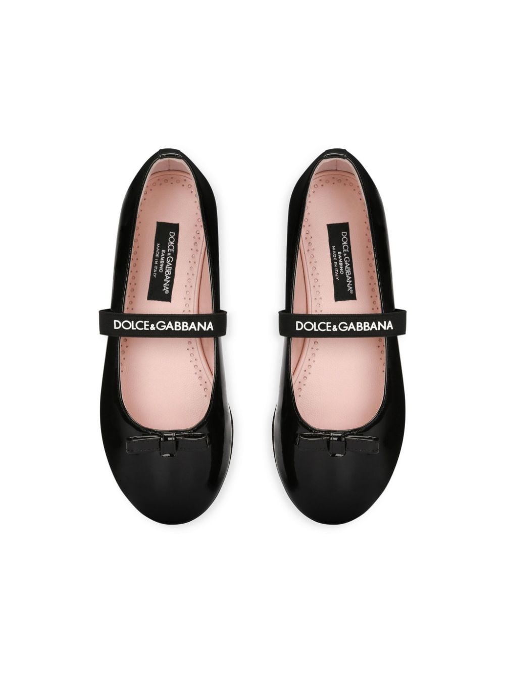 Ballerine con logo per bambina Dolce & Gabbana Kids nero con finitura lucida - Rubino Kids