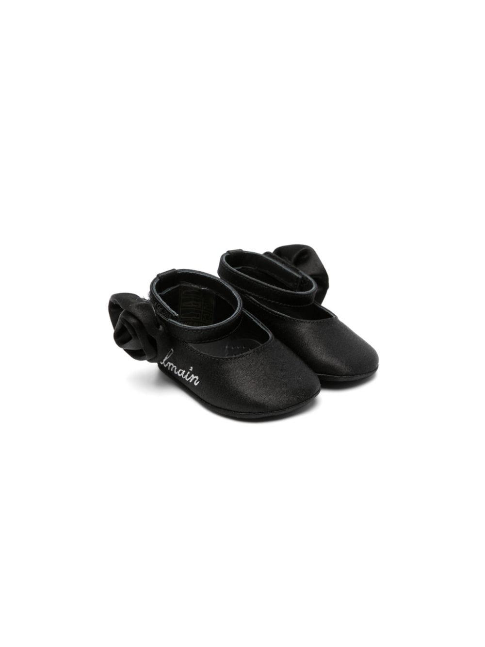 Ballerine con ricamo logo per neonata Balmain Kids nero con logo laterale - Rubino Kids