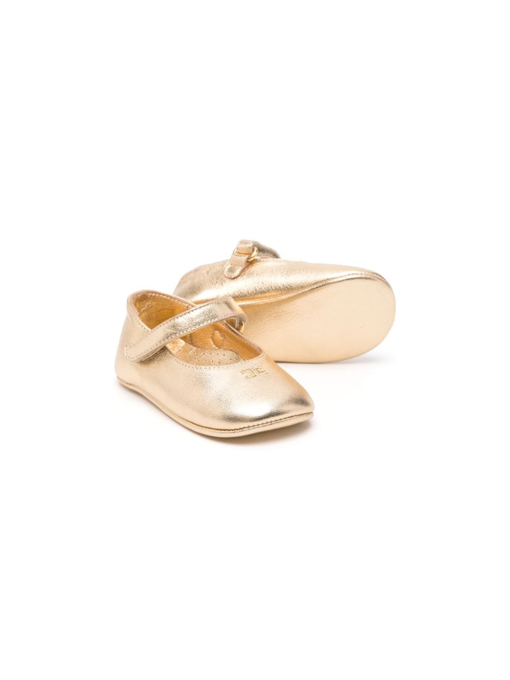 Ballerine con ricamo per neonata Elisabetta Franchi La Mia Bambina oro con punta tonda - Rubino Kids