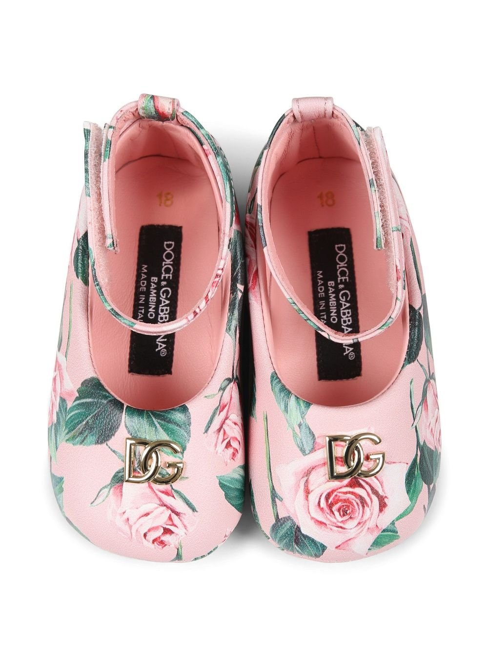 Ballerine con stampa per neonata Dolce & Gabbana Kids rosa con suola piatta - Rubino Kids