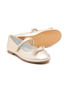 Ballerine in pelle per bambina Monnalisa oro con soletta con logo - Rubino Kids