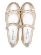 Ballerine in pelle per bambina Monnalisa oro con soletta con logo - Rubino Kids