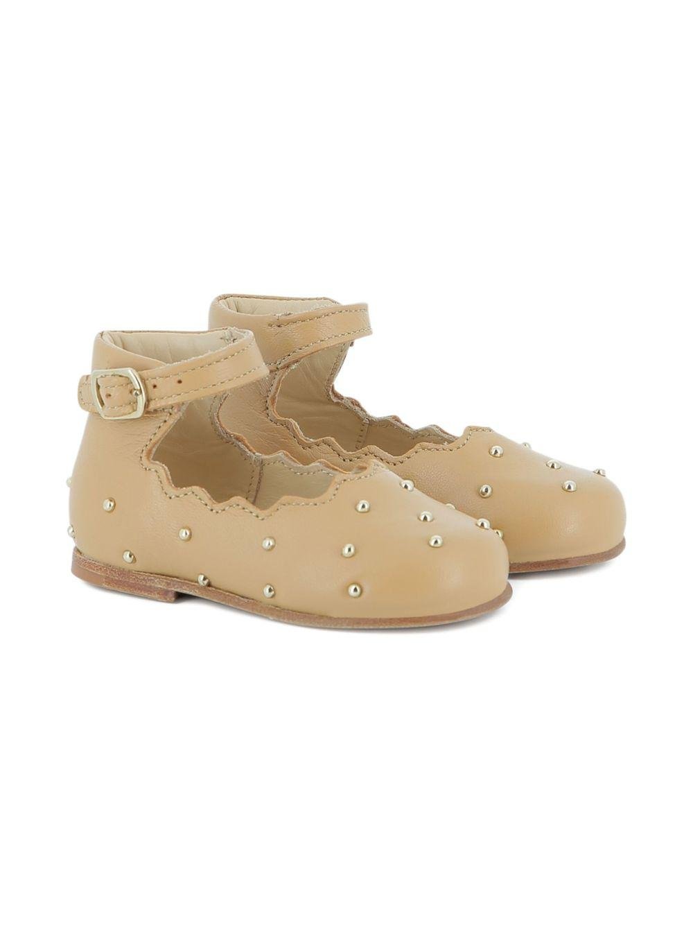 Ballerine per bambina Chloé Kids beige con orlo a smerlo - Rubino Kids