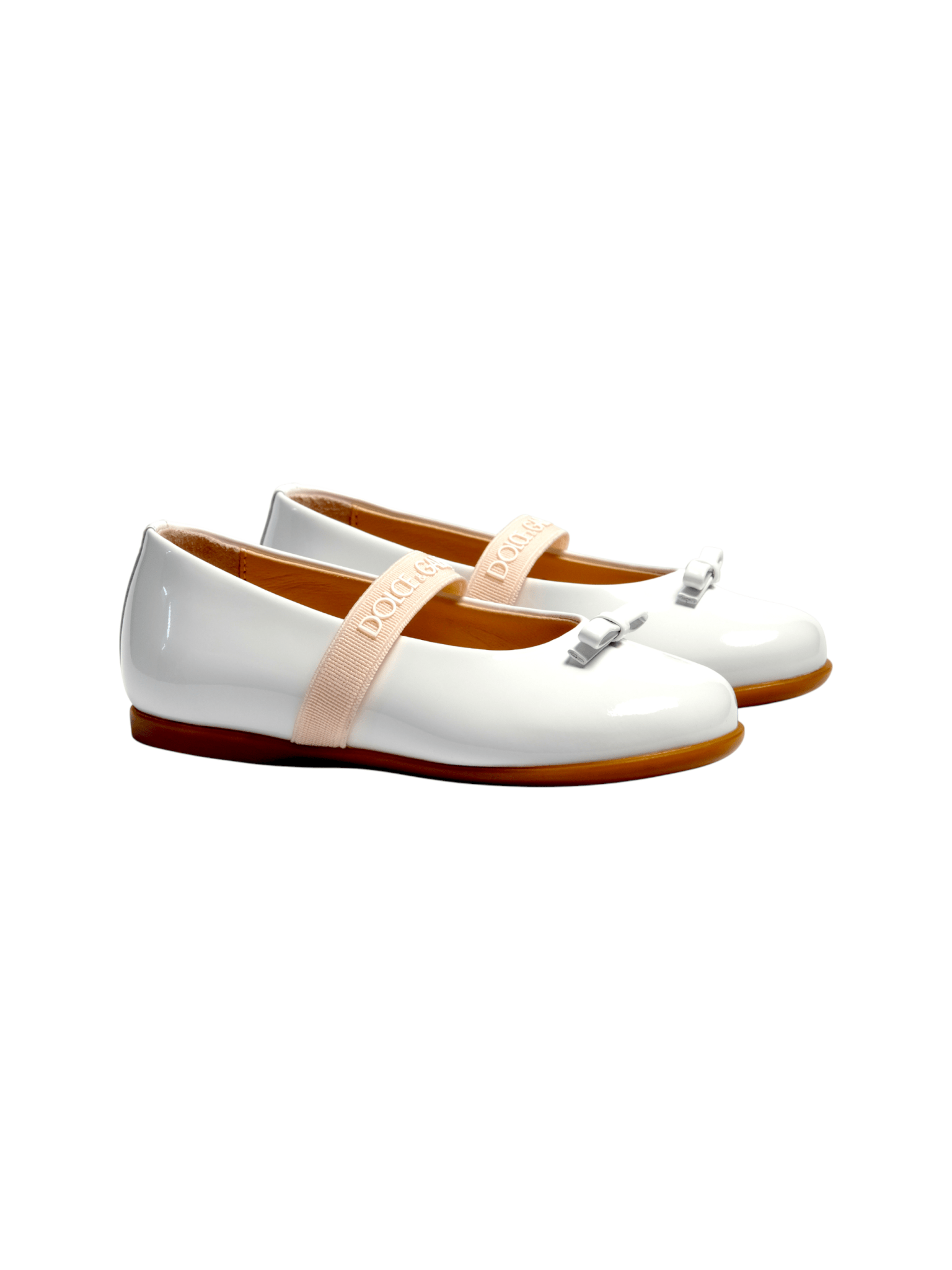Ballerine per bambina Dolce & Gabbana Kids bianche con logo - Rubino Kids