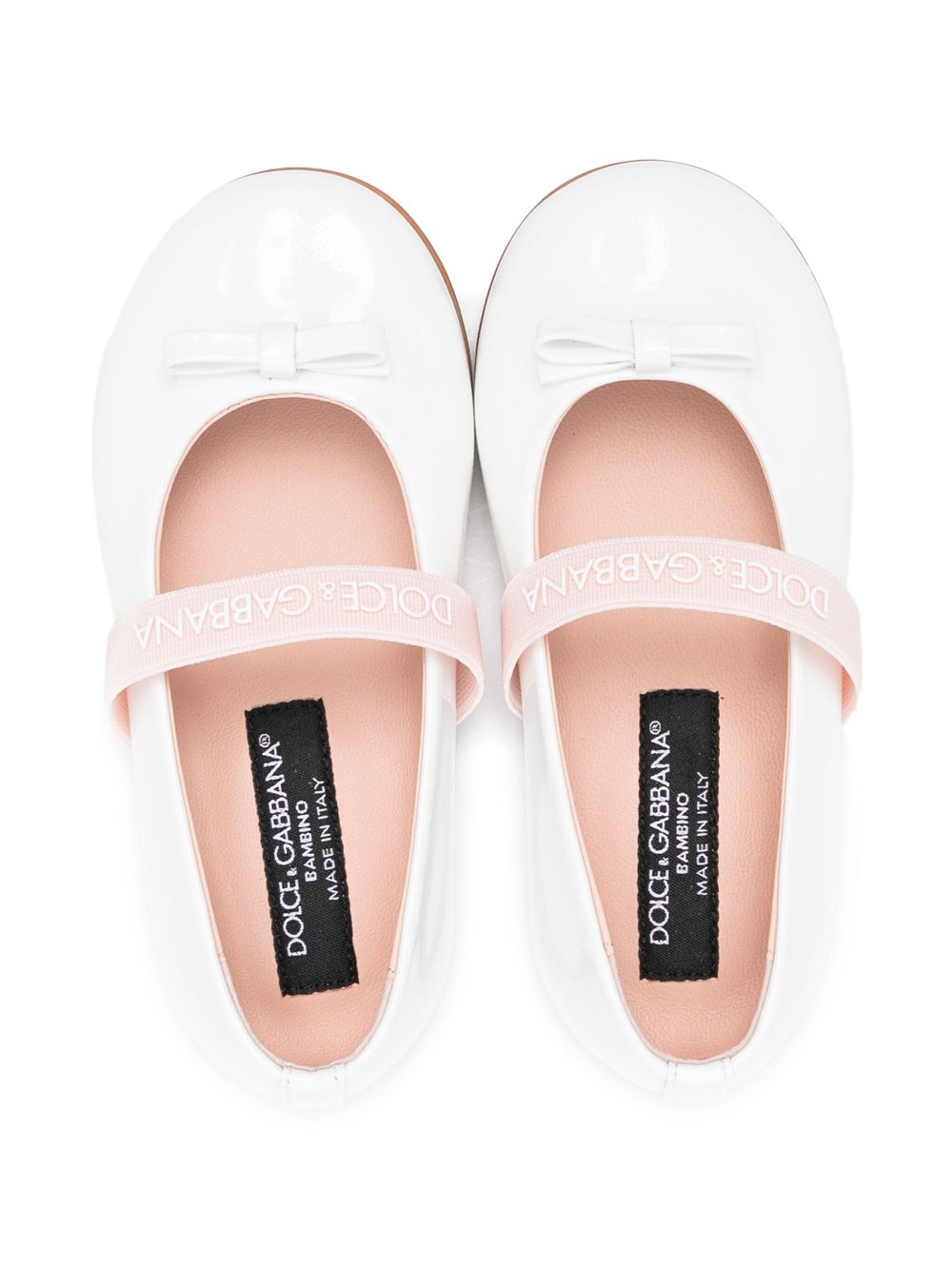 Ballerine per bambina Dolce & Gabbana Kids bianco con fascia con logo - Rubino Kids