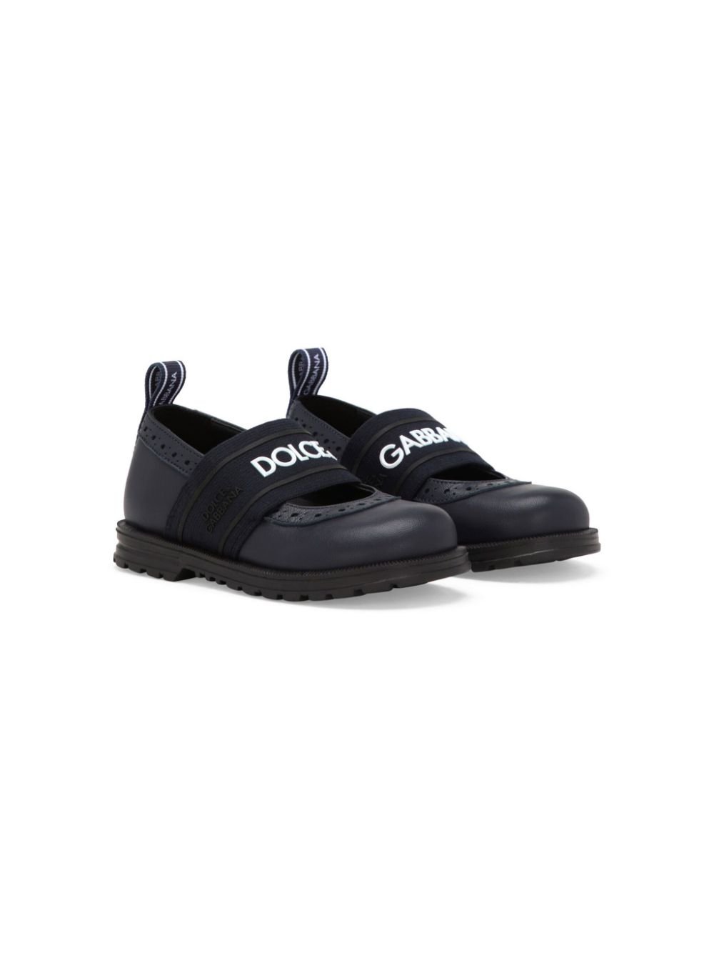 Ballerine per bambina Dolce & Gabbana nero con elastico con logo - Rubino Kids