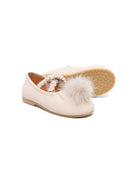 Ballerine per bambina Donsje beige con applicazione pompon sulla punta - Rubino Kids