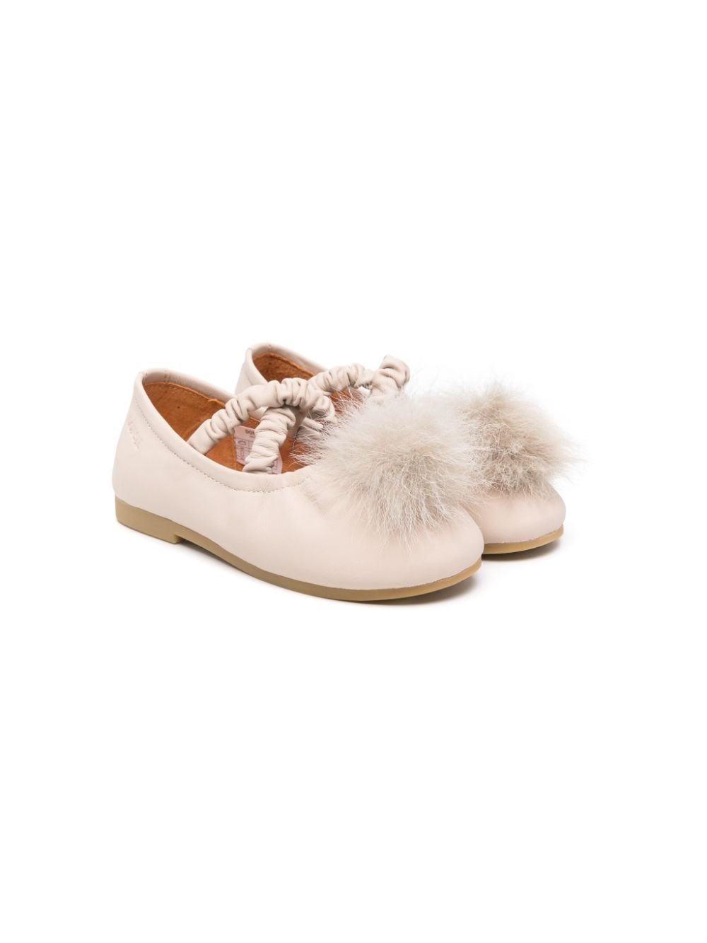 Ballerine per bambina Donsje beige con applicazione pompon sulla punta - Rubino Kids