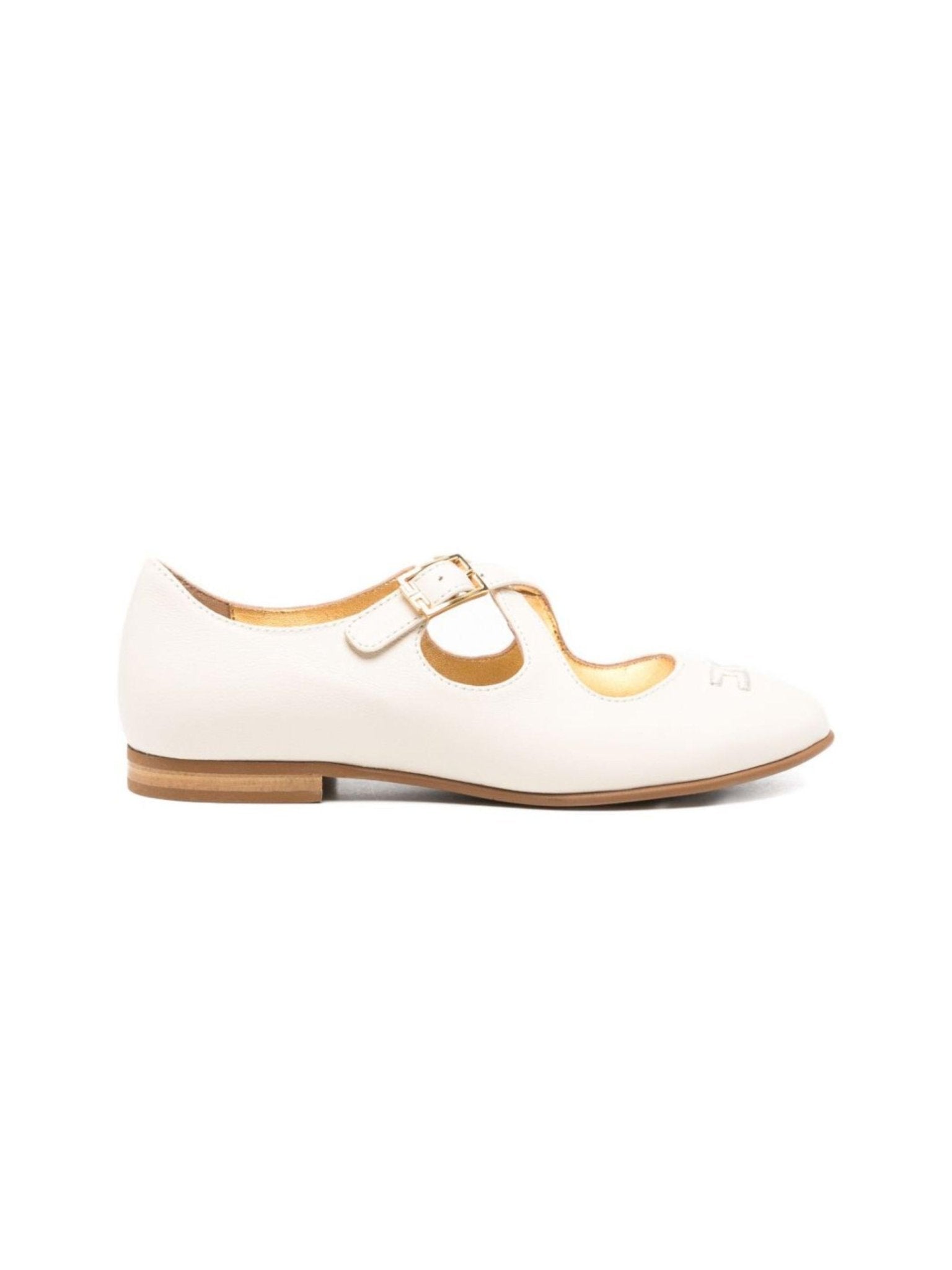 Ballerine per bambina Elisabetta Franchi La Mia Bambina crema con cinturino in fibbia<BR/> - Rubino Kids