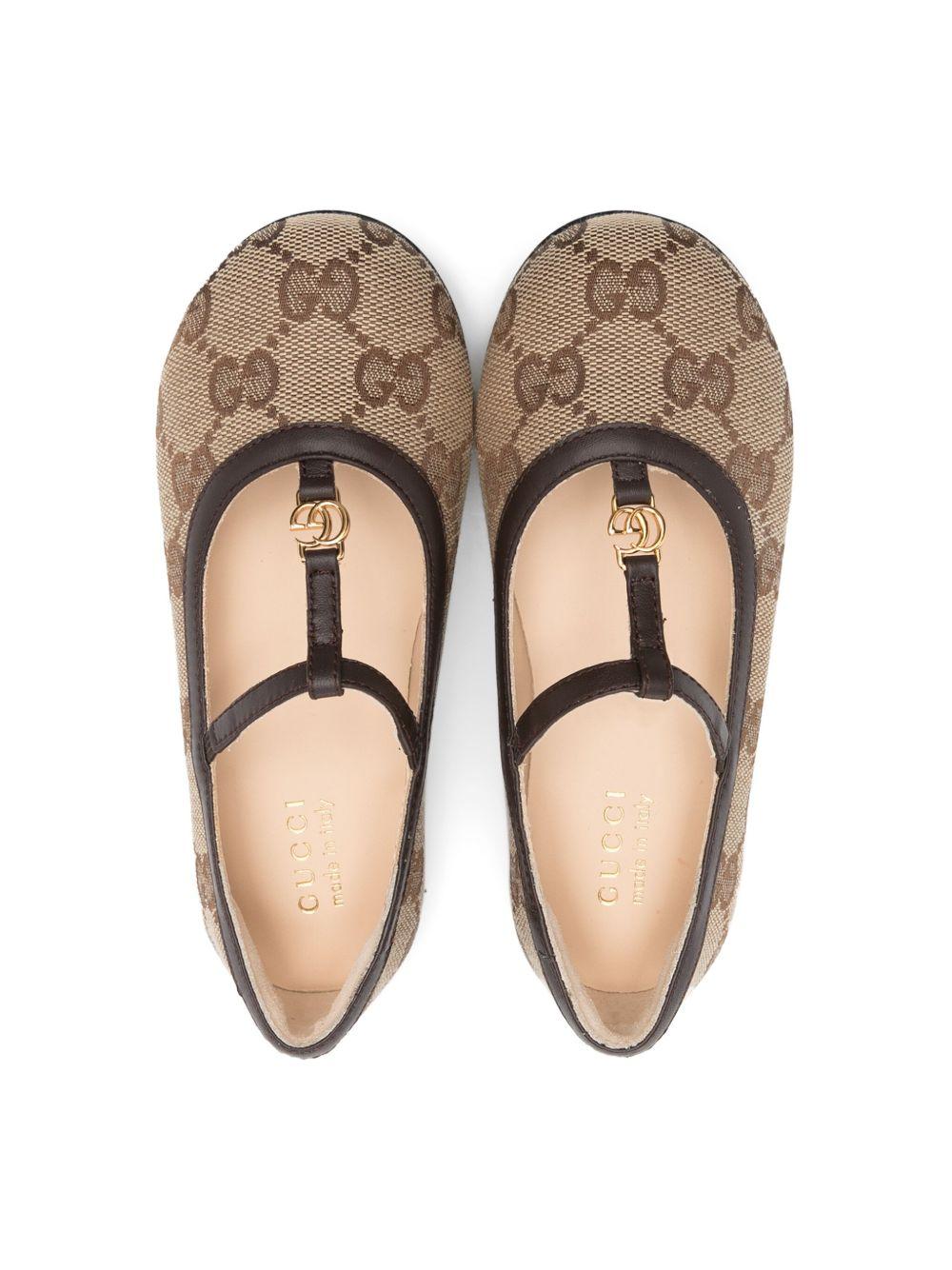 Ballerine per bambina Gucci Kids beige con caratteristica fibbia doppia GG - Rubino Kids