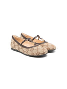 Ballerine per bambina Gucci Kids beige in tela con motivo GG - Rubino Kids