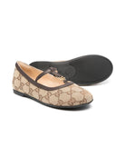 Ballerine per bambina Gucci Kids beige in tela con motivo GG - Rubino Kids