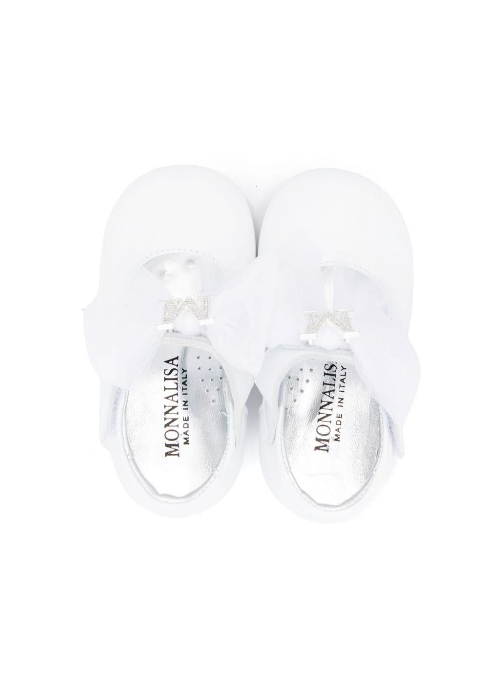 Ballerine per bambina Monnalisa bianco con placca con logo - Rubino Kids