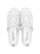 Ballerine per bambina Monnalisa bianco in pelle con chiusura frontale a strappo - Rubino Kids