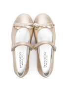 Ballerine per bambina Monnalisa oro in pelle con chiusura frontale a strappo - Rubino Kids