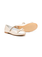 Ballerine per bambina Monnalisa oro in pelle con chiusura frontale a strappo - Rubino Kids