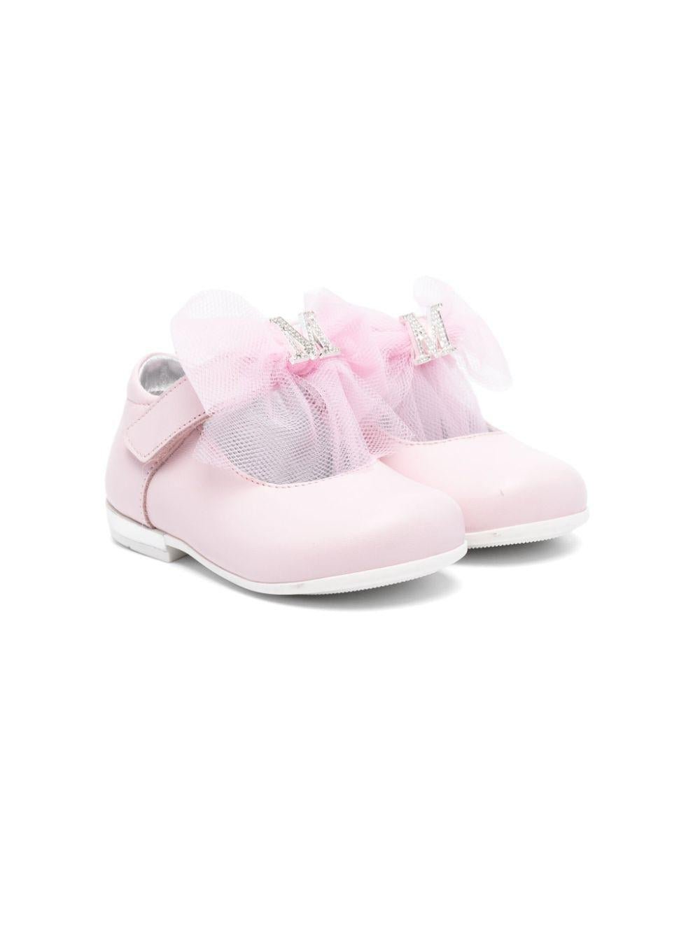 Ballerine per bambina Monnalisa rosa con placca con logo - Rubino Kids