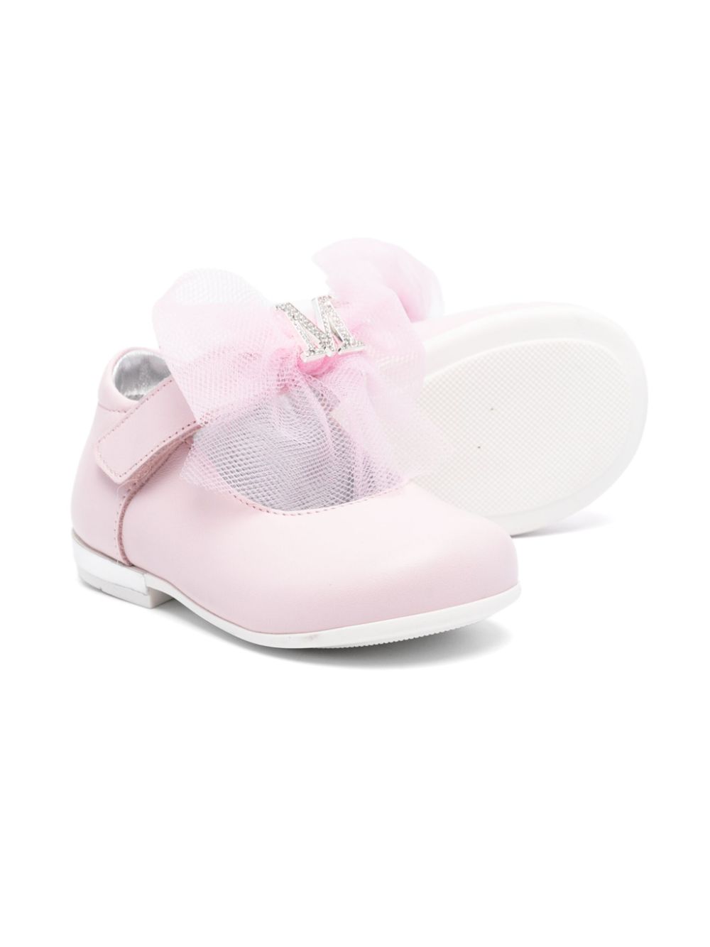 Ballerine per bambina Monnalisa rosa con placca con logo - Rubino Kids