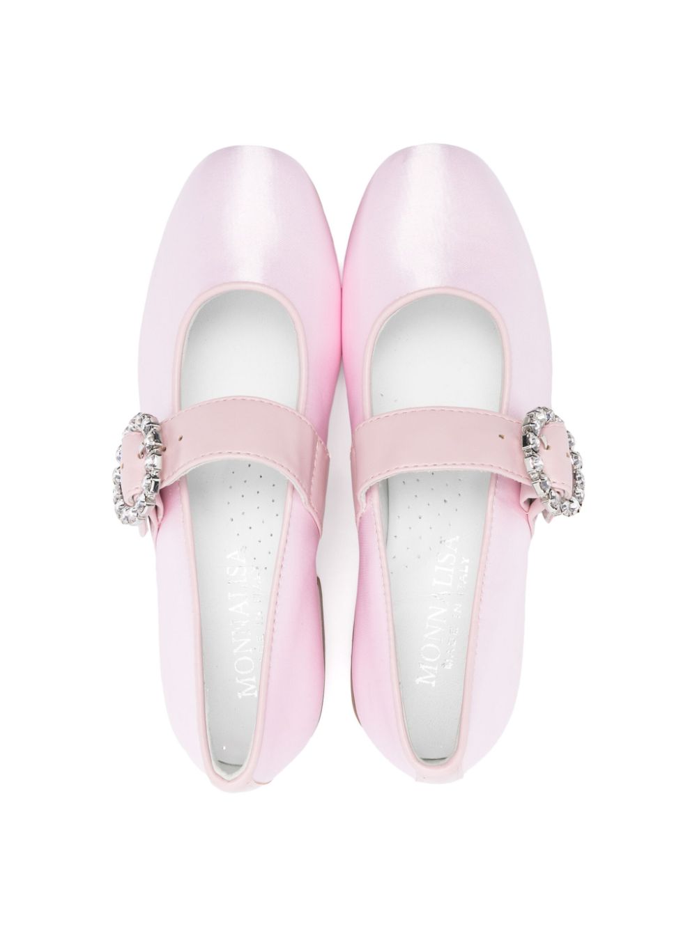 Ballerine per bambina Monnalisa rosa in pelle con chiusura laterale con fibbia - Rubino Kids