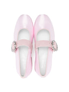 Ballerine per bambina Monnalisa rosa in pelle con chiusura laterale con fibbia - Rubino Kids