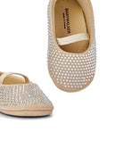 Ballerine per neonata BabyWalker beige con decorazione di cristalli - Rubino Kids