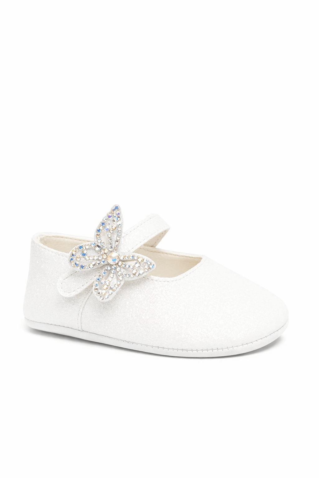 Ballerine per neonata BabyWalker bianco con farfalle - Rubino Kids