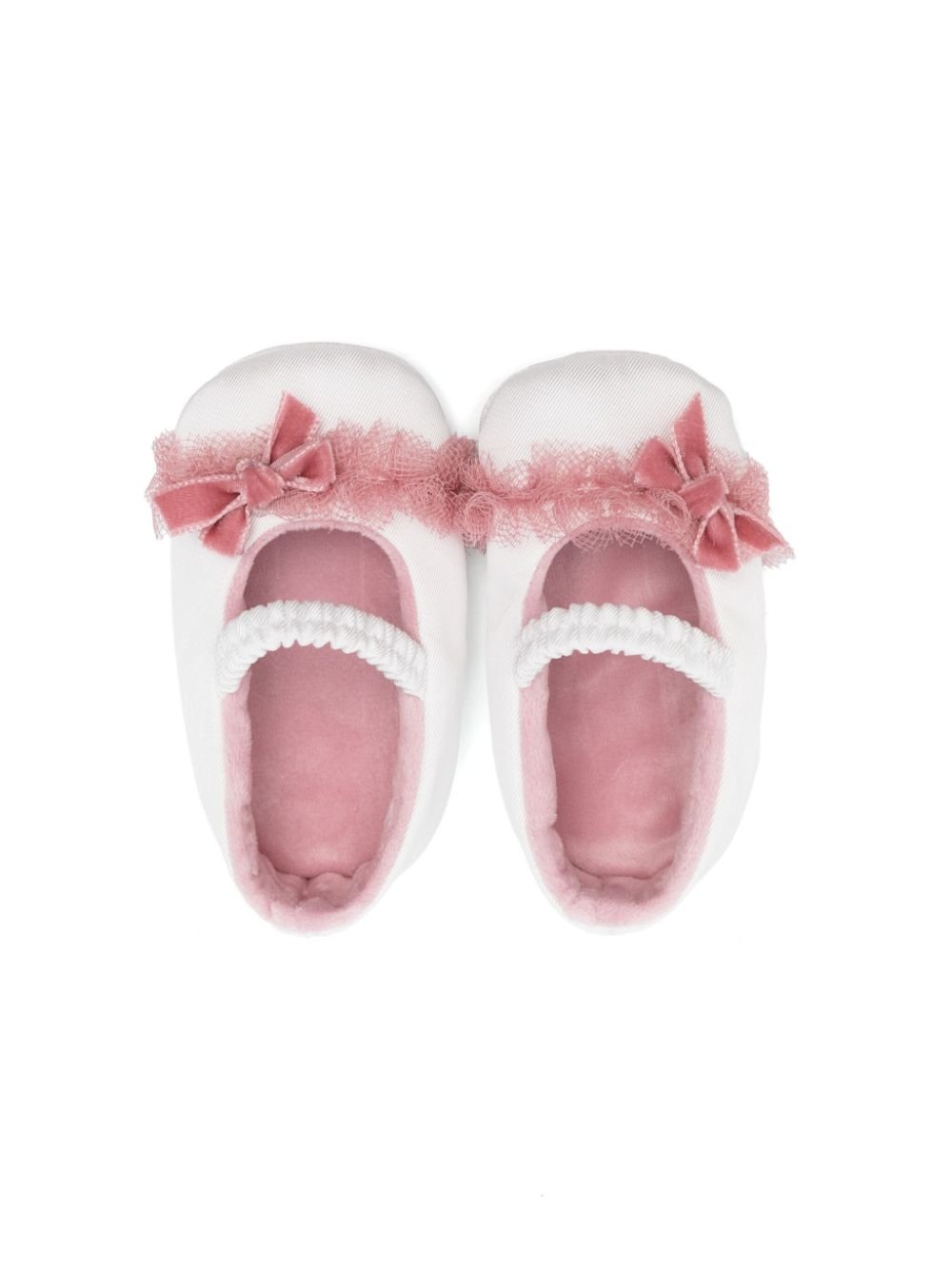 Ballerine per neonata Colorichiari bianco con fiocco rosa - Rubino Kids