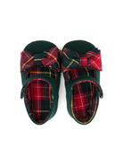 Ballerine per neonata Colorichiari verde con fiocco con motivi a quadri tartan - Rubino Kids