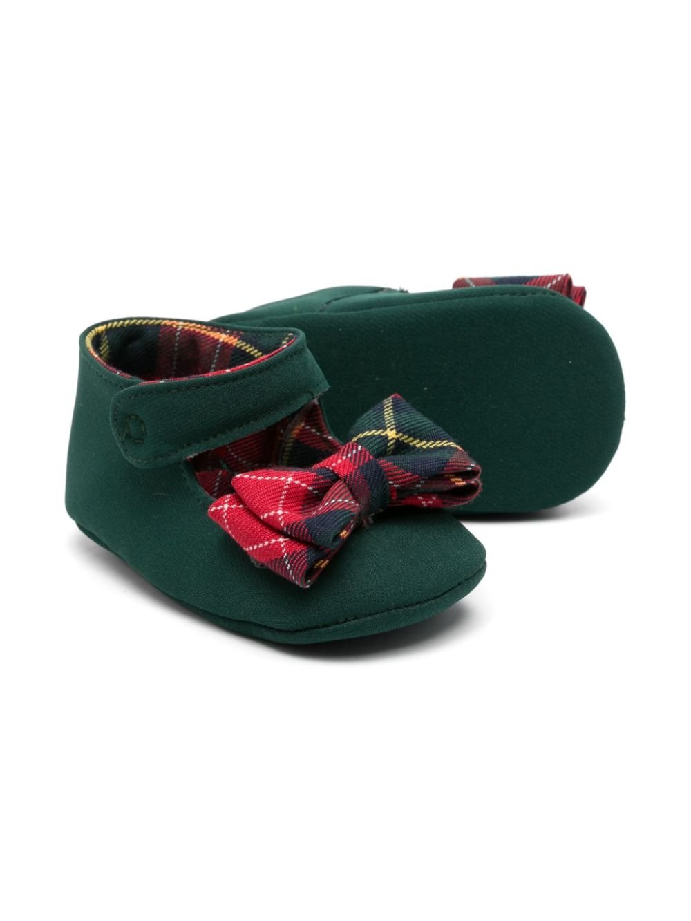 Ballerine per neonata Colorichiari verde con fiocco con motivi a quadri tartan - Rubino Kids