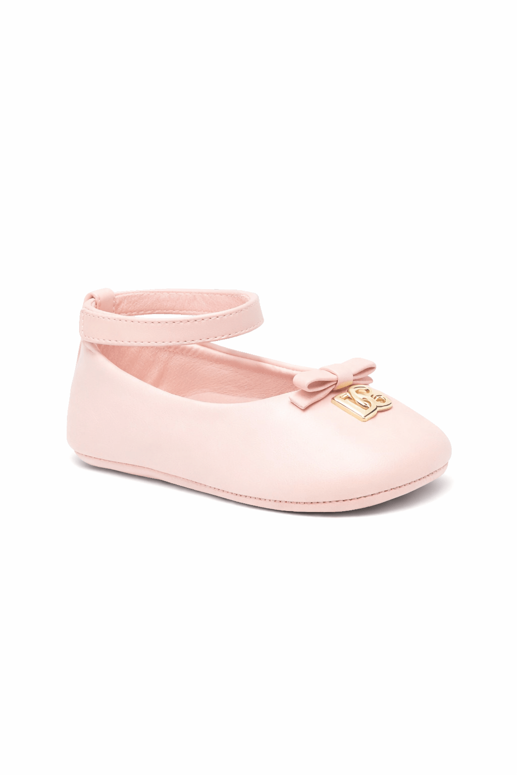 Ballerine per neonata Dolce & Gabbana Kids rosa con placca logo - Rubino Kids