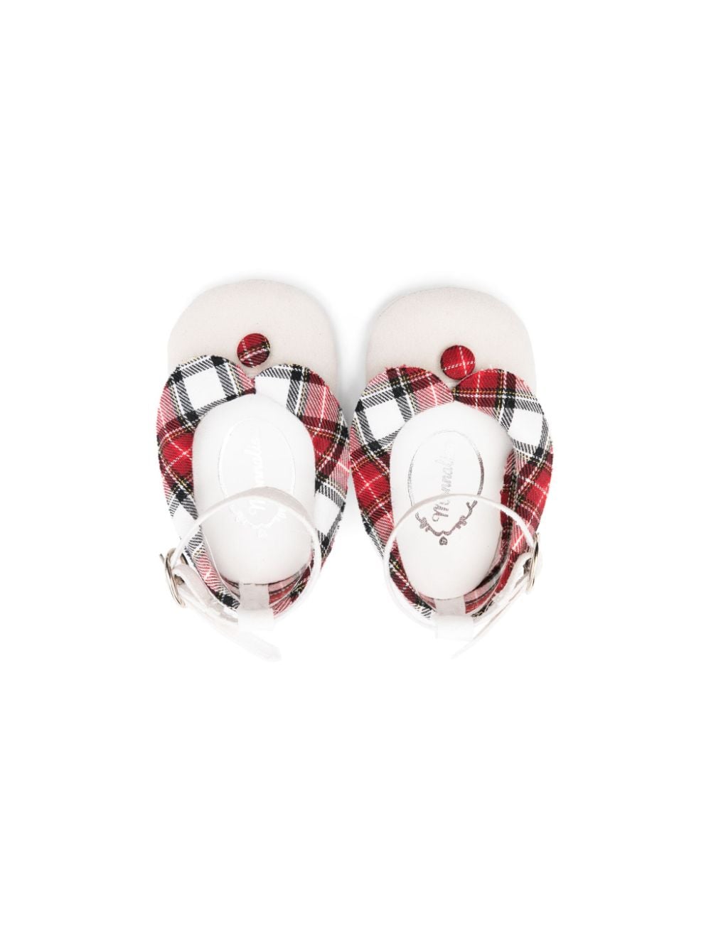 Ballerine per neonata Monnalisa bianco con motivo a quadri tartan - Rubino Kids