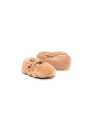 Ballerine per neonata Montelpare Tradition beige in finta pelliccia con chiusura a strappo - Rubino Kids