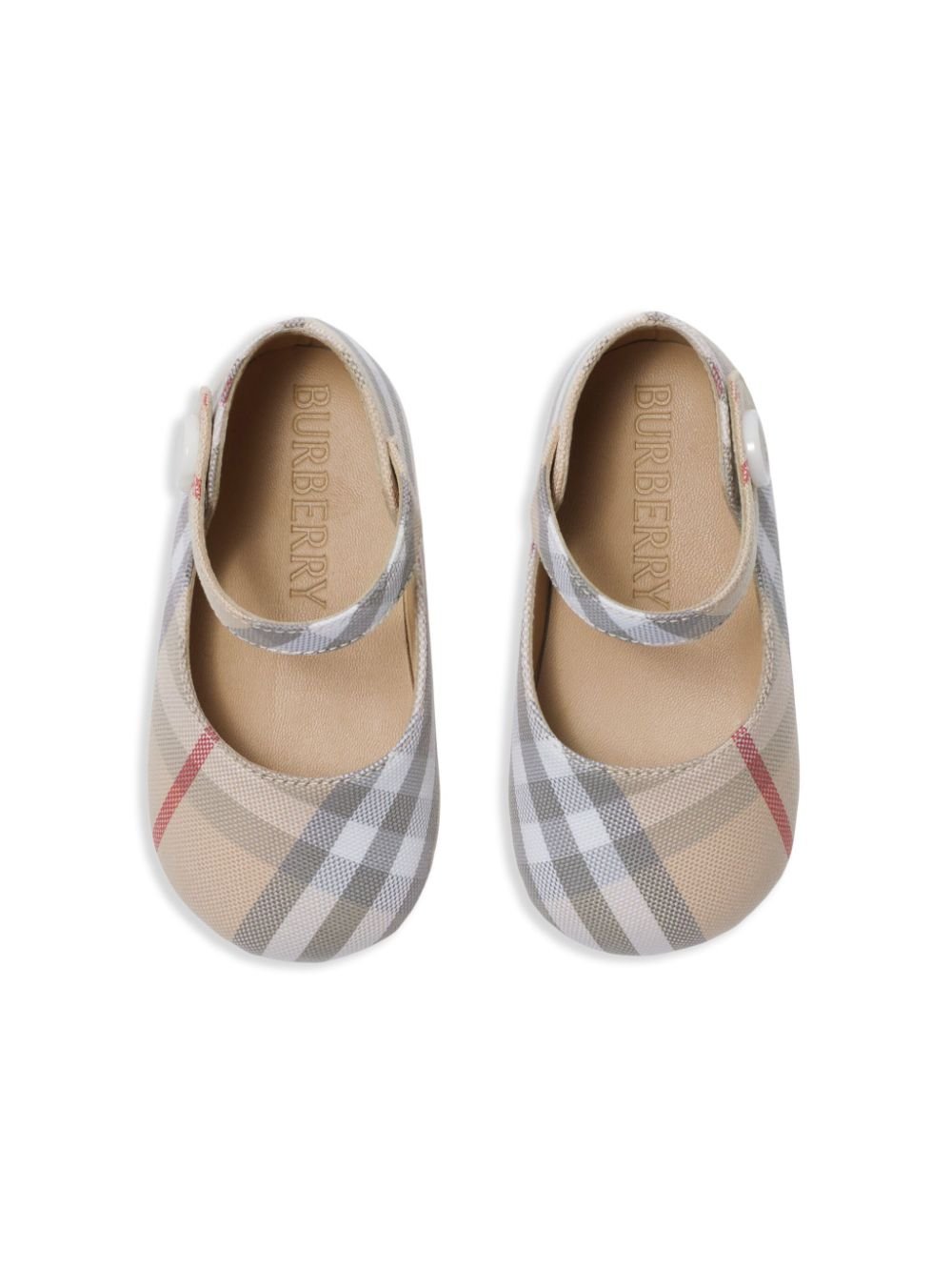 Ballerine primi passi per neonata Burberry Kids Mary Jane beige con motivo a quadri - Rubino Kids