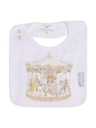 Bavaglino per neonati Atelier Choux bianco con stampa carosello - Rubino Kids
