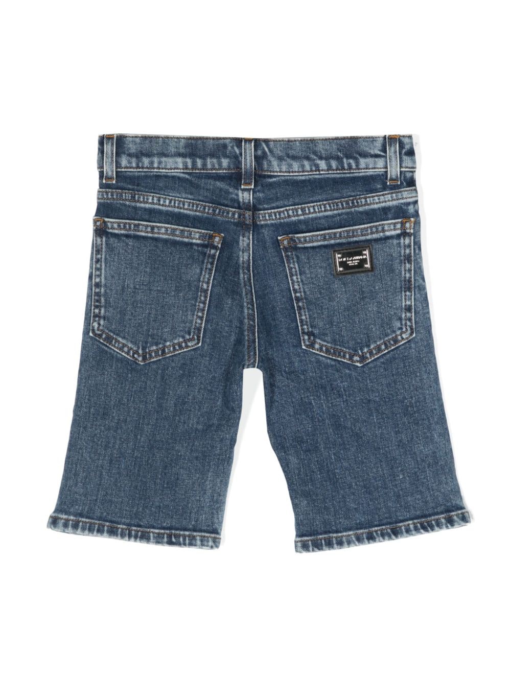 Bermuda denim con placca logo - Rubino Kids