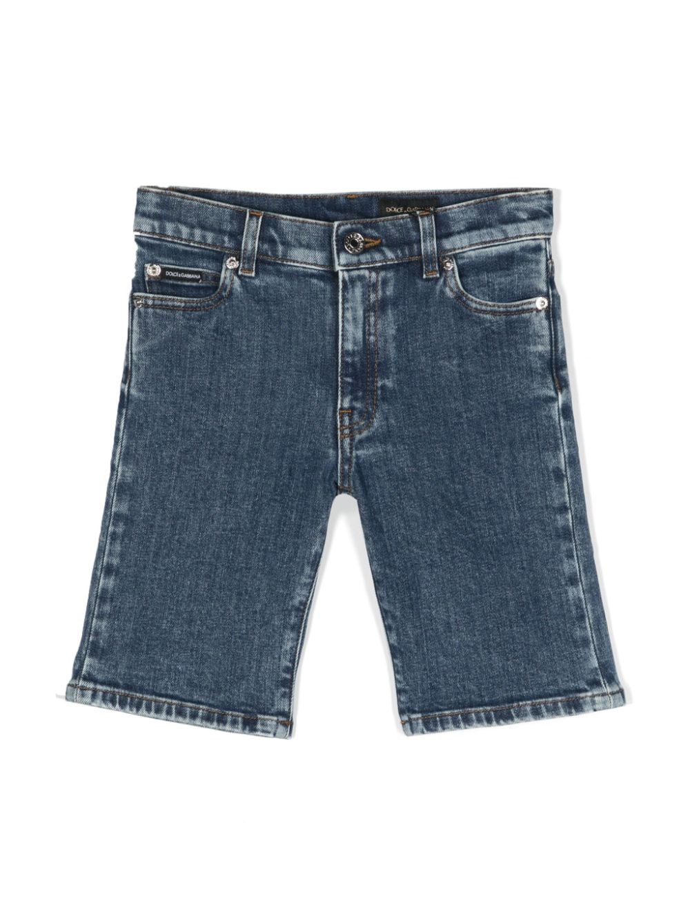 Bermuda denim con placca logo - Rubino Kids