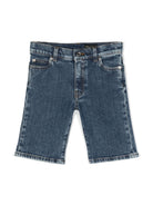 Bermuda denim con placca logo - Rubino Kids