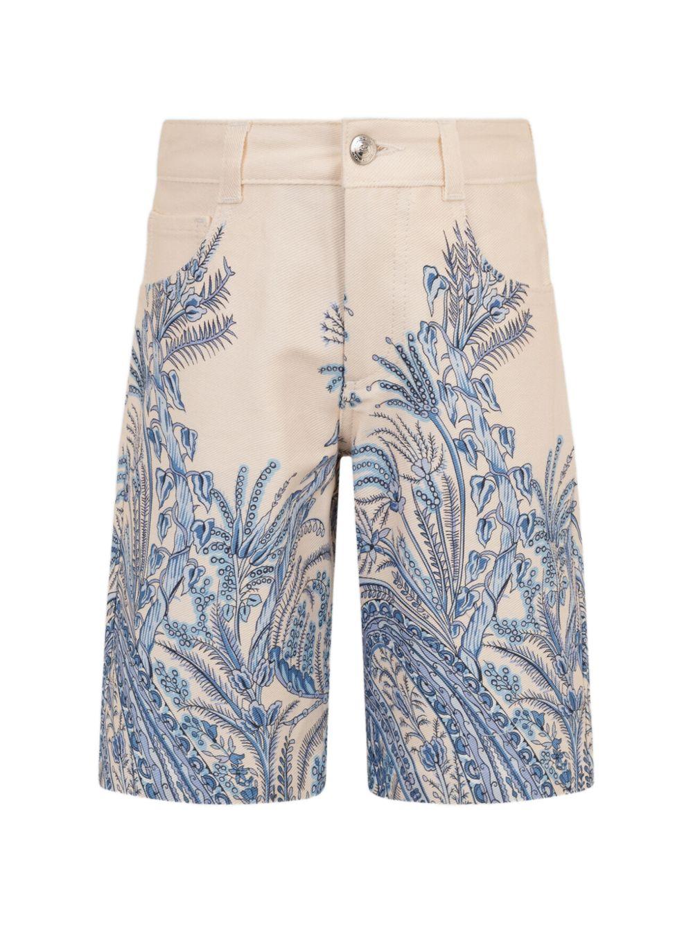 Bermuda per bambino Etro Kids beige con stampa paisley - Rubino Kids